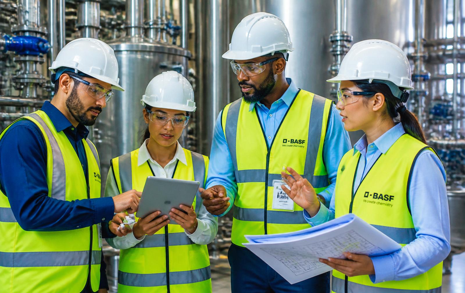 Bognade engineers inspecting plant machinery